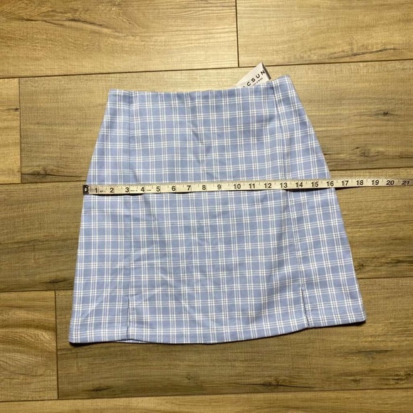 John Galt Pacsun Womens Plaid Mini Skirt Light Blue And White See Measurements‎ - Picture 3 of 11